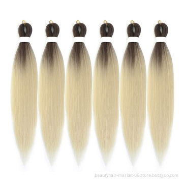 Wholesale ombre color synthetic hair ez braid private label pre stretched braiding hair bulk